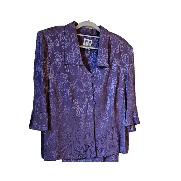 R&M Richards 2 Pc Jacquard Evening Dress Jacket Set Formal Mother Bride – 16W - Picture 2 of 13